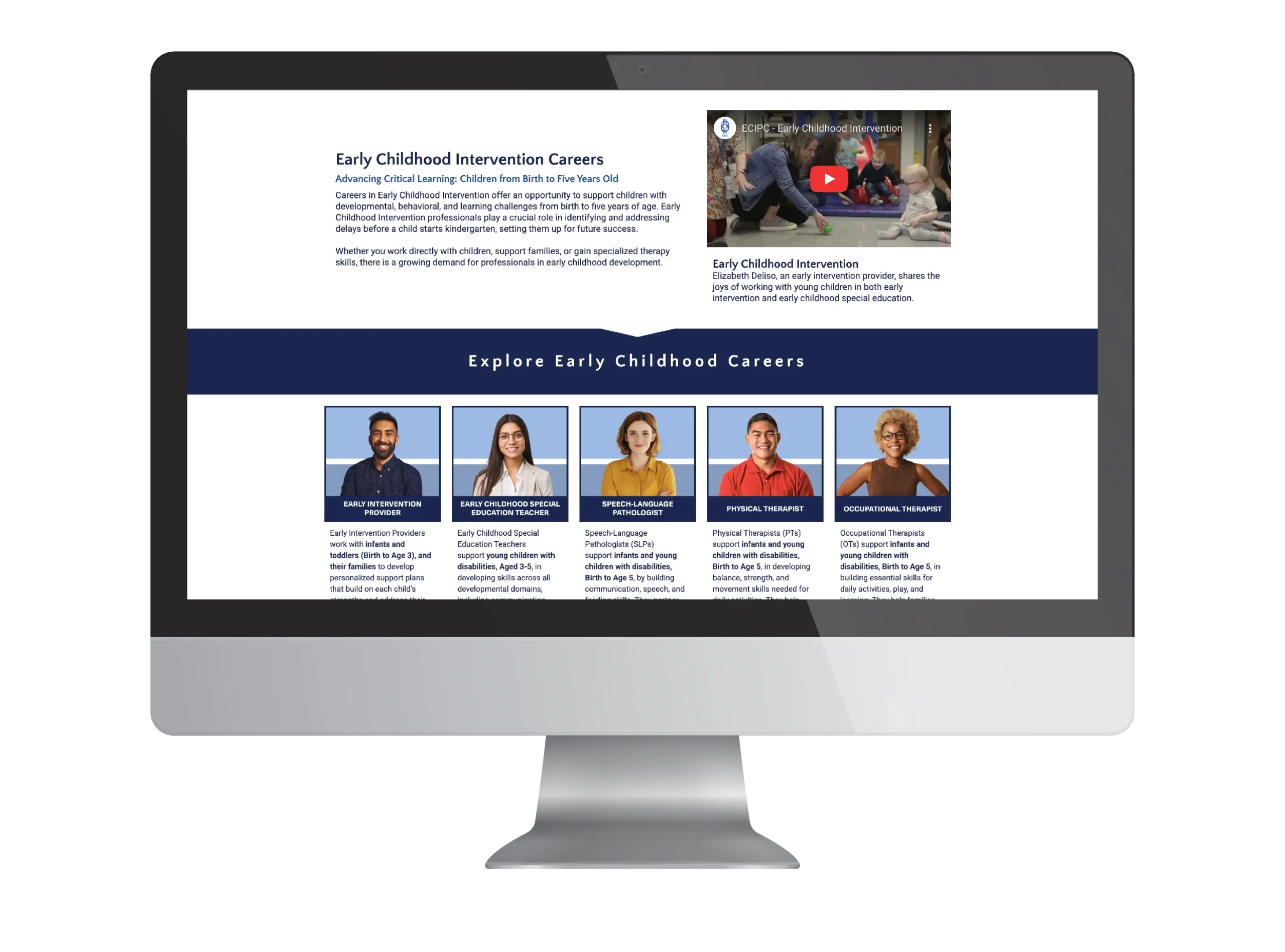 Desktop Computer showing Early Childhood Intervention Personnel